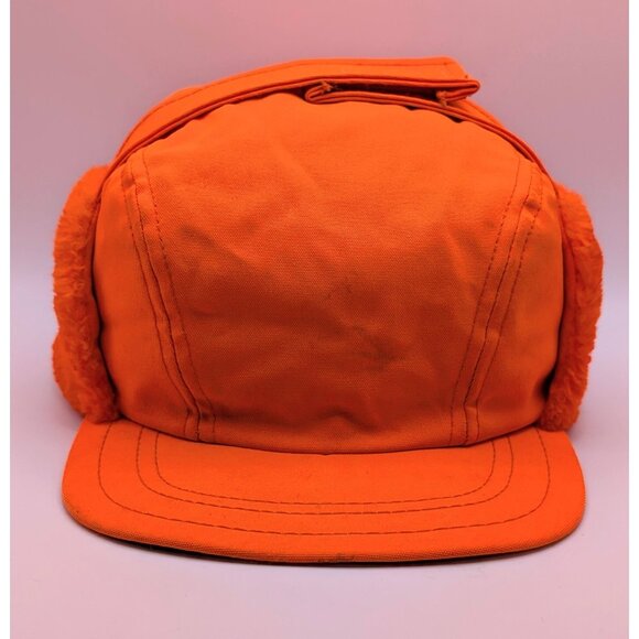 Vintage Blaze Orange Hunting Cap Hat USA Thinsulate Insulated Ear Flaps Medium - Picture 2 of 7